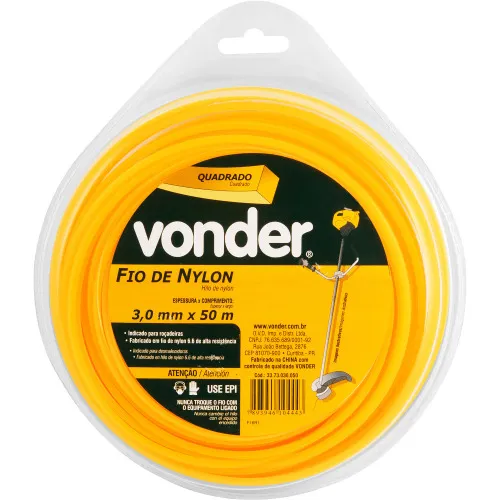 Fio de nylon quadrado 3 mm x 50 metros para roçadeiras