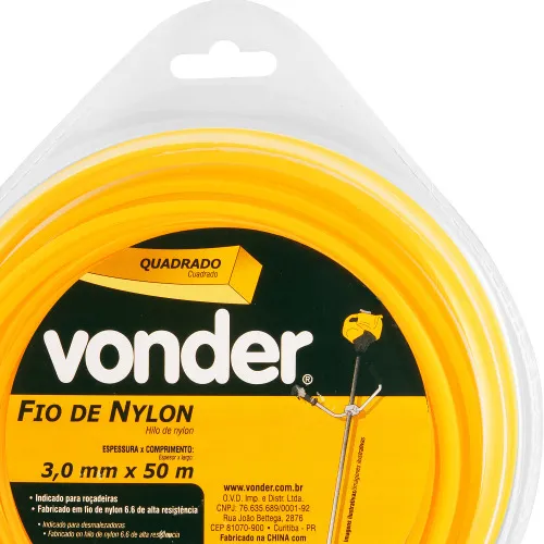 Fio de nylon quadrado 3 mm x 50 metros para roçadeiras