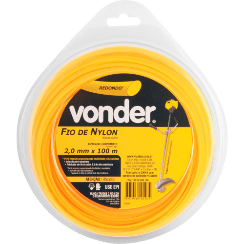 Fio de nylon redondo 2,0 mm x 100 metros para roçadeira Fio de nylon redondo 2,0 mm x 100 metros para roçadeira