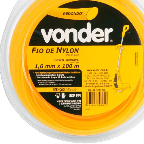 Fio de nylon para aparador de grama 1,6 mm x 100 metros