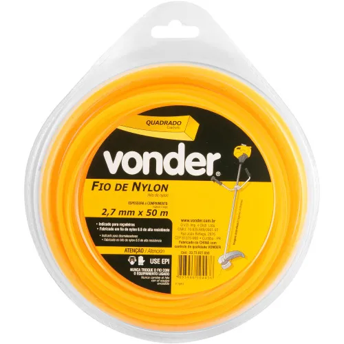 Fio de nylon quadrado 2,7 mm x 50 metros para roçadeira