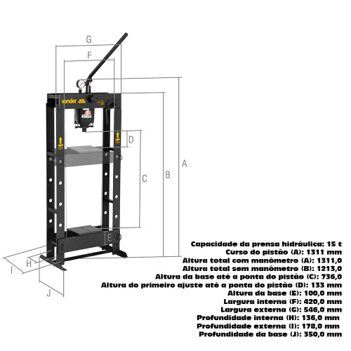 Prensa hidrulica capacidade de 15 toneladas