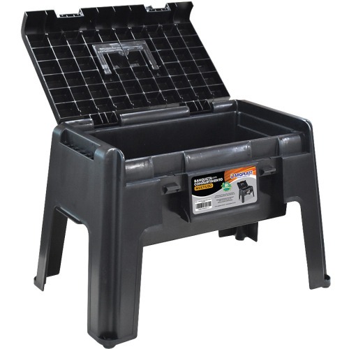 Banqueta plástica com compartimento multiuso - 25833 Banqueta plástica com compartimento multiuso - 25833
