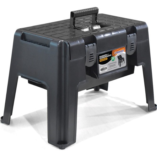 Banqueta plástica com compartimento multiuso - 25833 Banqueta plástica com compartimento multiuso - 25833