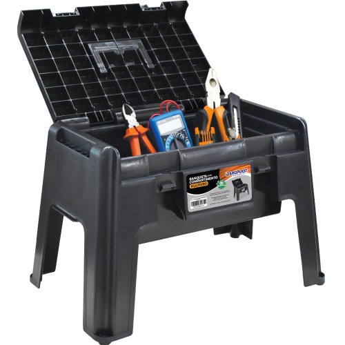 Banqueta plástica com compartimento multiuso - 25833 Banqueta plástica com compartimento multiuso - 25833
