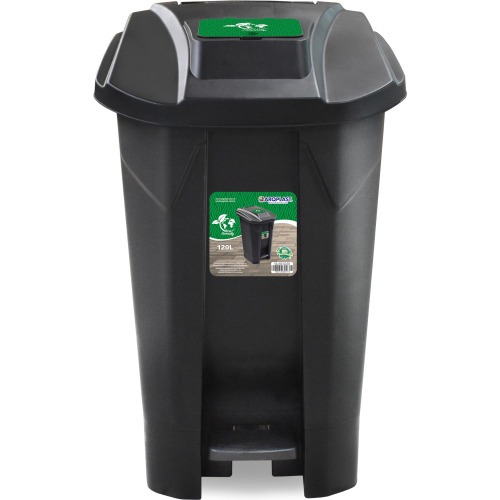 Lixeira plástica 120 litros com roda pedal e tampa click Lixeira plástica 120 litros com roda pedal e tampa click