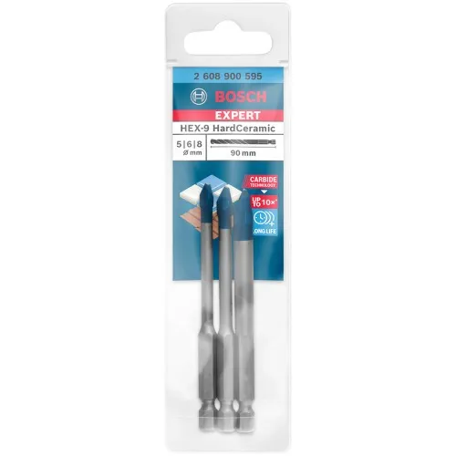 Jogo de broca para porcelanato 5 a 8 mm Hardceramic com 3 peças - HEX-9