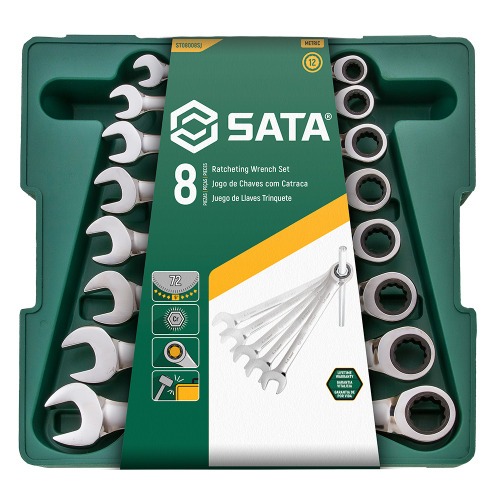 Jogo de chave combinada com catraca 8 a 19 mm 8 peças - ST08008SJ Jogo de chave combinada com catraca 8 a 19 mm 8 peças - ST08008SJ