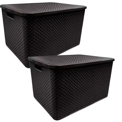 Kit 2 Caixas organizadoras com tampa 7 litros - Rattan Kit 2 Caixas organizadoras com tampa 7 litros - Rattan