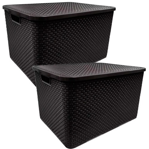 Kit 2 Caixas organizadoras com tampa 15 litros - Rattan Kit 2 Caixas organizadoras com tampa 15 litros - Rattan