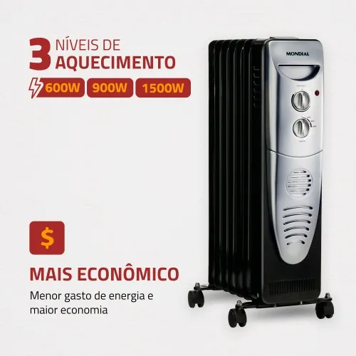 Aquecedor de ambientes 1.500 watts a óleo - A-06  110V