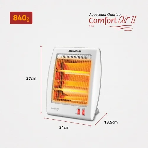 Aquecedor de ambientes 900 watts a quartzo - Confort Air II  110V