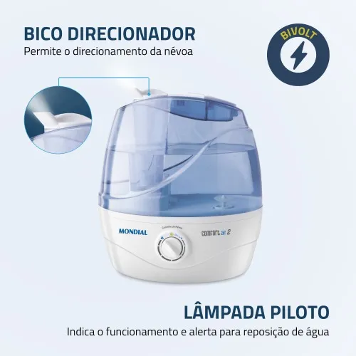 Umidificador de ar ultrassônico 2,2 litros - Comfort Air 2  110V/220V