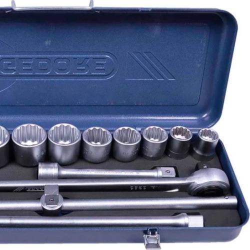 Jogo de soquete estriado 22 a 50 mm encaixe de 3/4 Jogo de soquete estriado 22 a 50 mm encaixe de 3/4