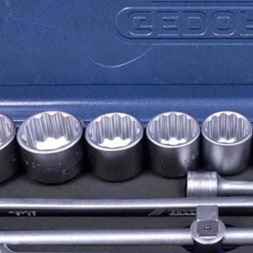 Jogo de soquete estriado 22 a 50 mm encaixe de 3/4 Jogo de soquete estriado 22 a 50 mm encaixe de 3/4