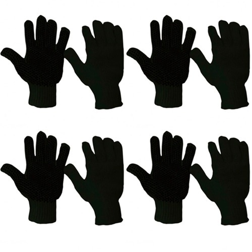 Kit 24 pares de luvas de malha pigmentada tricotada preta Kit 24 pares de luvas de malha pigmentada tricotada preta