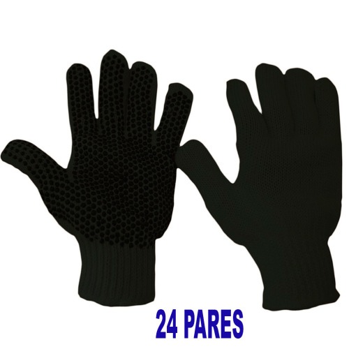 Kit 24 pares de luvas de malha pigmentada tricotada preta Kit 24 pares de luvas de malha pigmentada tricotada preta