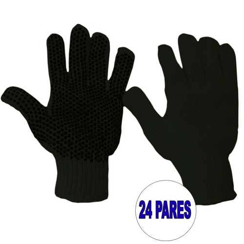 Kit 24 pares de luvas de malha pigmentada tricotada preta Kit 24 pares de luvas de malha pigmentada tricotada preta