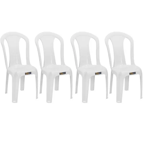 Kit 4 cadeiras plásticas sem braço bistrô - Pratagy