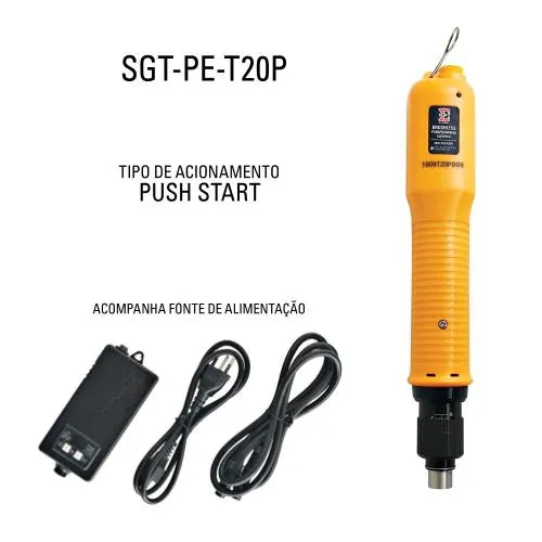 Parafusadeira elétrica parada automatica Push-Start Brushless 0,49 a 1,96 Nm com fonte - SGT-PE-T20P   110V/220V