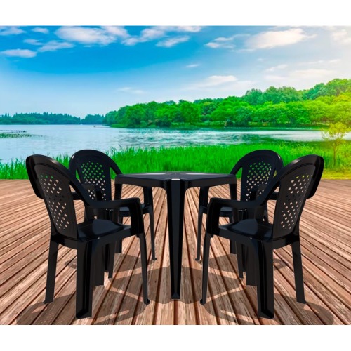 Conjunto de mesa Coruripe com 4 cadeiras plásticas com braço Conjunto de mesa Coruripe com 4 cadeiras plásticas com braço