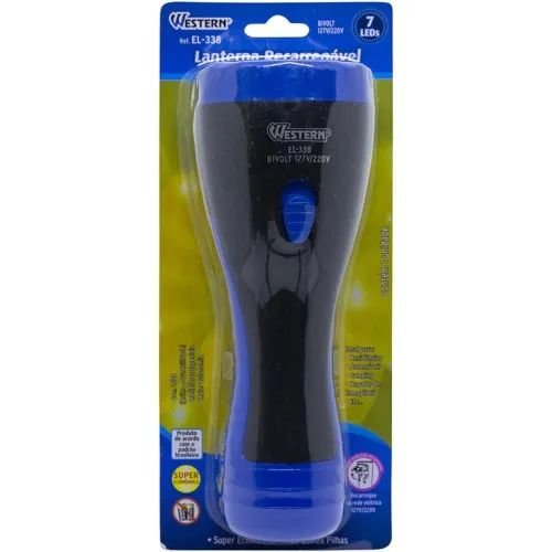 Lanterna a bateria 4V recarregável com 7 Leds - EL-338  110V/220V