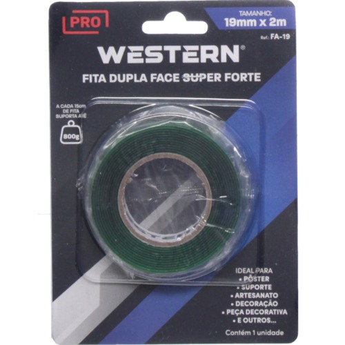 Fita dupla face acrílica 19 mm x 2 m super forte Fita dupla face acrílica 19 mm x 2 m super forte