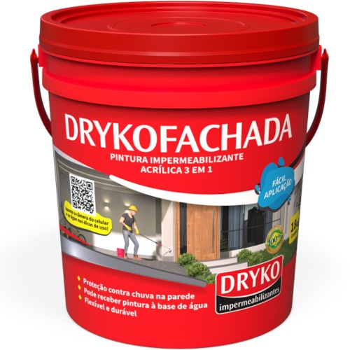Impermeabilizante l�quido 18 litros 3 em 1 para fachadas - DRYKOFACHADA