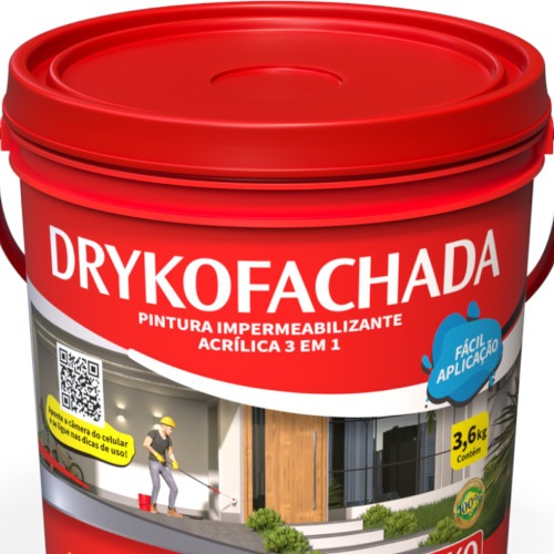 Impermeabilizante líquido 3,6 litros 3 em 1 para fachadas - DRYKOFACHADA Impermeabilizante líquido 3,6 litros 3 em 1 para fachadas - DRYKOFACHADA