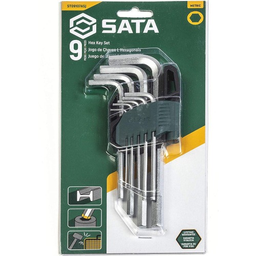 Jogo de chave allen hexagonal longa 1,5 a 10 mm com 9 peças Jogo de chave allen hexagonal longa 1,5 a 10 mm com 9 peças