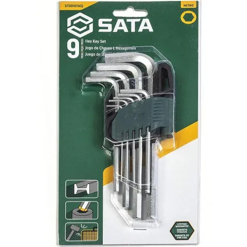 Jogo de chave allen hexagonal longa 1,5 a 10 mm com 9 peças