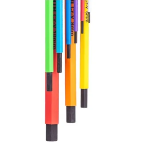 Jogo de chave allen hexagonal longa 1,5 a 10 mm coloridas com 9 peças