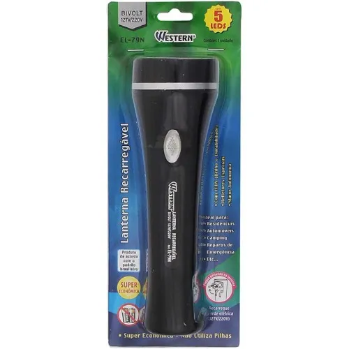 Lanterna a bateria 4V recarregável com 5 Leds - EL-79N  110V/220V