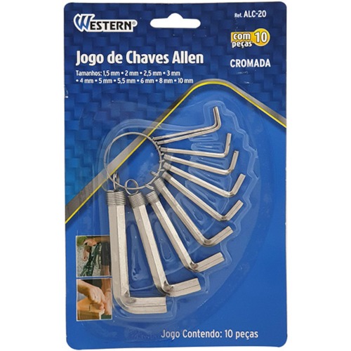 Jogo de chave allen 1,5 a 10 mm 10 peças