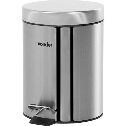 Lixeira inox 5L com pedal balde e escova sanitria