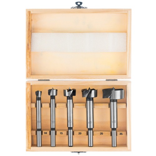 Jogo de brocas 10 a 35 mm para fechadura com 5 peças - FORSTNER Jogo de brocas 10 a 35 mm para fechadura com 5 peças - FORSTNER