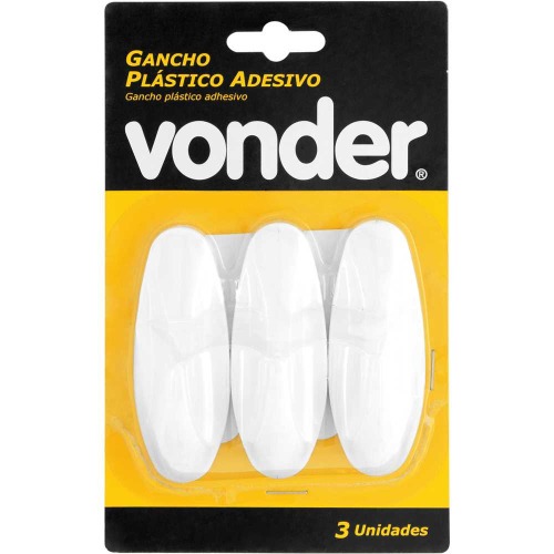 Gancho pl�stico adesivo com 3 pe�as
