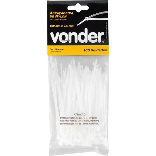 Abraçadeira de nylon 10 cm com 100 peças