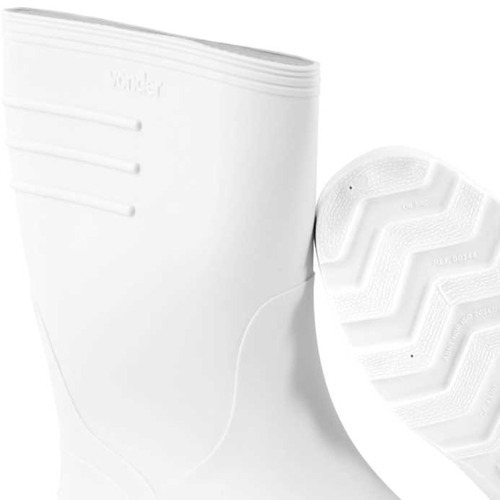 Bota de PVC branca cano mdio com forro 