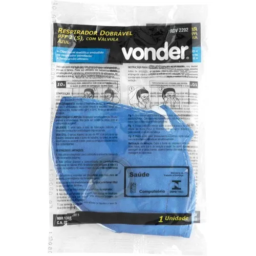 Máscara de proteção com válvula PFF2 RDV 2202 azul 