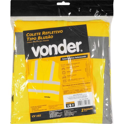 Colete refletivo tipo blusão sem bolso amarelo - CV 102   Colete refletivo tipo blusão sem bolso amarelo - CV 102