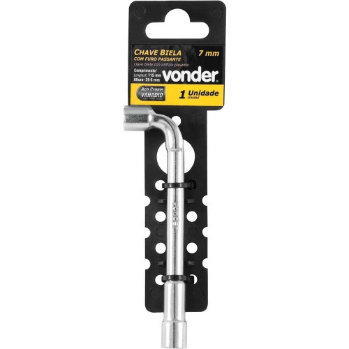 Chave biela com furo passante 7 mm a�o cromo van�dio  