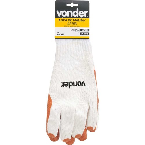 Luva de malha com l�tex laranja