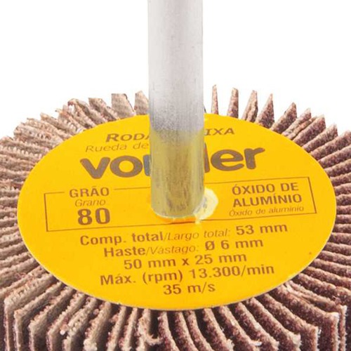 Roda de lixa 50 x 25 mm com haste gro 80 