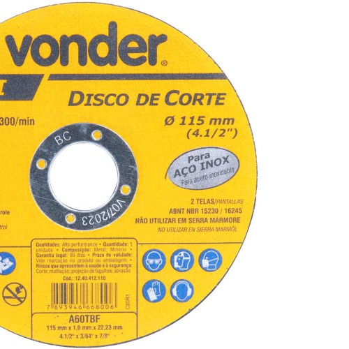 Disco de corte 115 x 1,0 x 22,23 - DCI INOX Disco de corte 115 x 1,0 x 22,23 - DCI INOX