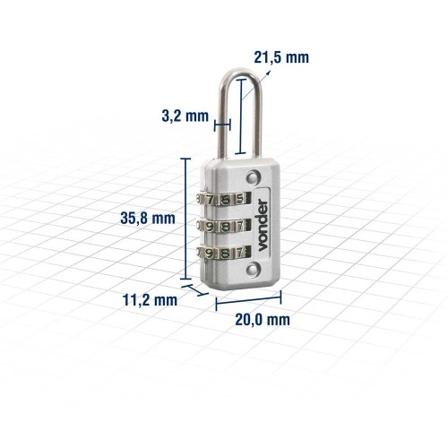 Cadeado em lat�o cinza com segredo 