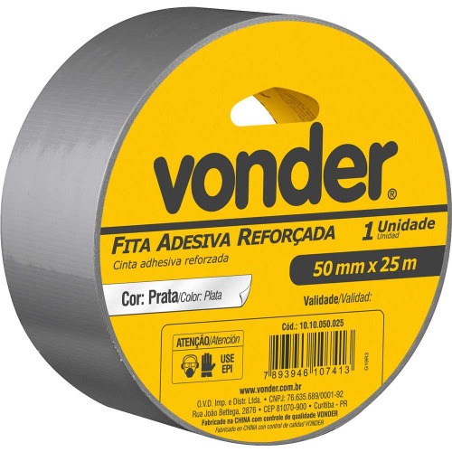 Fita adesiva reforada 50 mm x 25 m prata