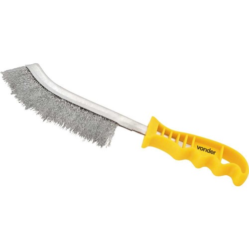 Escova manual com cerdas em ao e cabo de plstico