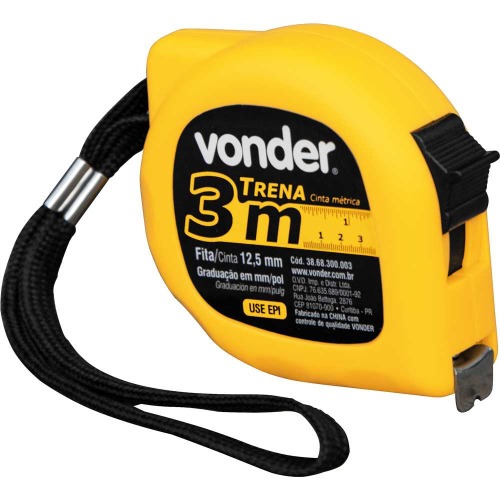 Trena com fita de aço 12,5 mm x 3 m com trava Trena com fita de aço 12,5 mm x 3 m com trava