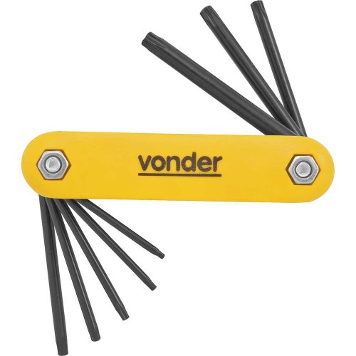 Jogo de chave hexalobular T9 a T40 com 8 peas suporte plstico